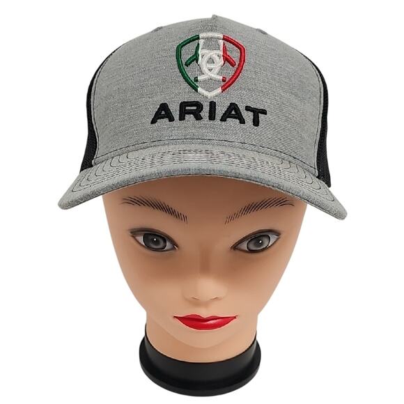 Ariat Baseball Cap Green White Red Mexican Flag Color Embroidered Logo Spellout - Picture 1 of 7